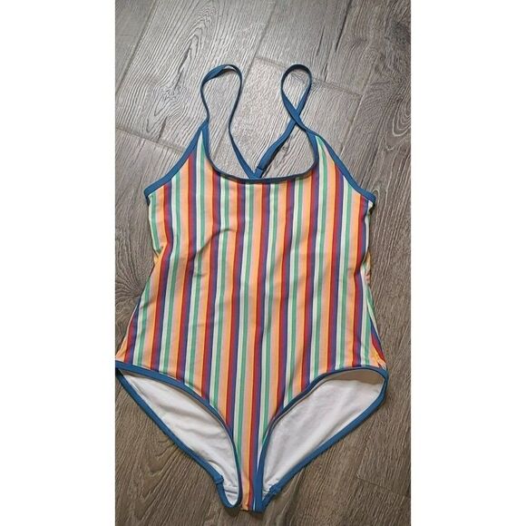 Hanna Anderson Strappy One-Piece Strpied Swimsuit Women's Size Medium - Picture 2 of 4